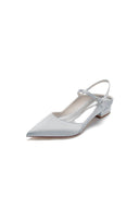 Satin Pointed Toe Buckle Kitten Heels - KissProm