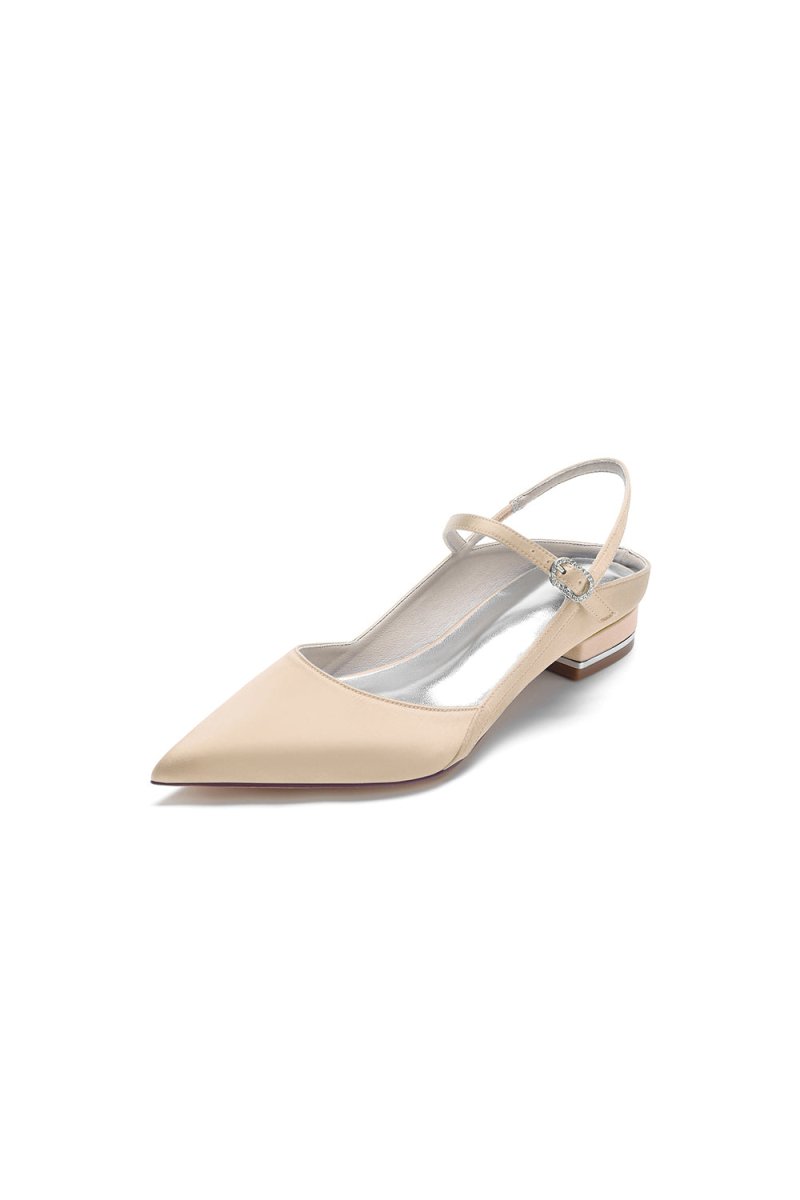 Satin Pointed Toe Buckle Kitten Heels - KissProm