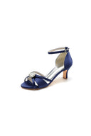 Satin Pointed Toe Hollow Out Stiletto Heels With Rhinestone - KissProm
