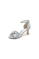 Satin Pointed Toe Hollow Out Stiletto Heels With Rhinestone - KissProm