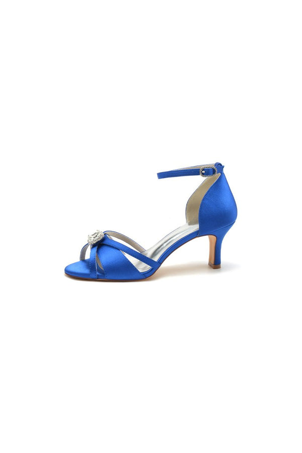 Satin Pointed Toe Hollow Out Stiletto Heels With Rhinestone - KissProm
