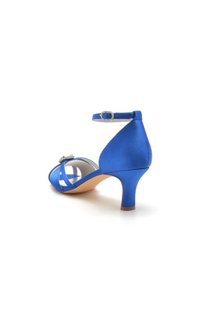 Satin Pointed Toe Hollow Out Stiletto Heels With Rhinestone - KissProm