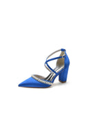 Champagne Satin Pump with Pearl and Metal Accents - KissProm