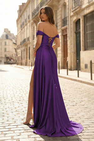 Mermaid Satin Long Prom Dress with Slit - KISSPROM PROM DRESSES
