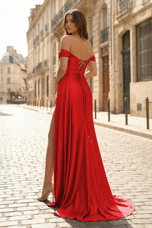 Mermaid Satin Long Prom Dress with Slit - KISSPROM PROM DRESSES
