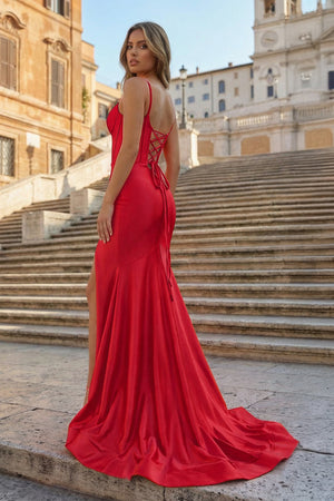 Fuchsia Satin Simple Mermaid Prom Dress - KISSPROM PROM DRESSES