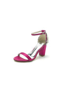 Satin Chunky Heels with Rhinestone - KissProm