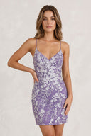 Sheath Short Spaghetti Straps Lace Homecoming Dress - KissProm
