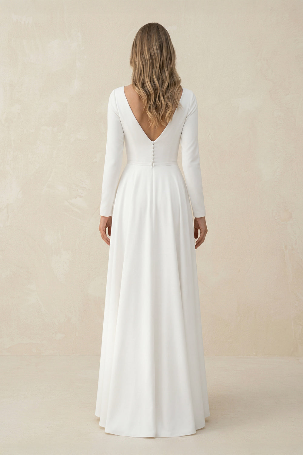 Long Sleeves Mermaid Satin Open Back Wedding Dresses – Wedding Dresses by KissProm | Available at KissProm