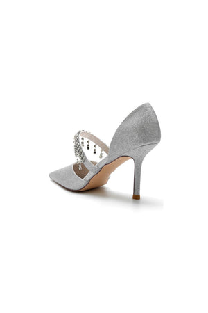 Sequin Crystal Strap Pointed Toe High Heels - KissProm