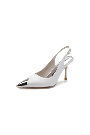 Sequin Slingback Metallic Pointed Toe High Heels - KissProm