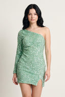 Mint Green Bodycon One-Shoulder Sequins Mini Party Dresses - KissProm