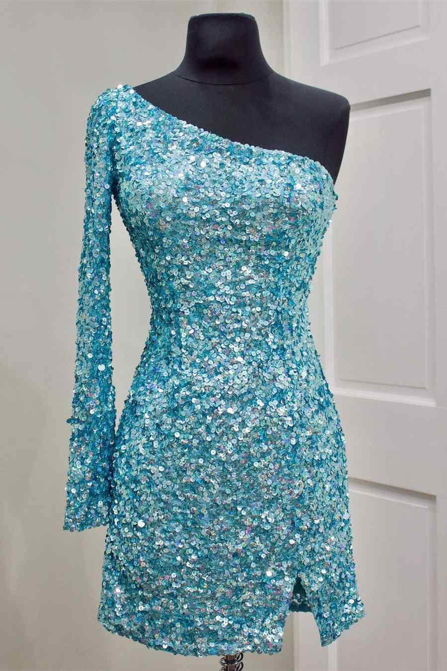 Gwendolyn |Bodycon One-Shoulder Sequins Homecoming Dress