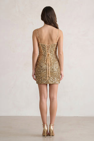 Gold - Sweetheart Sequins Bodycon Mini Party Dresses