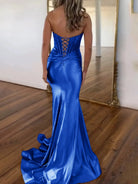 Serin | Royal Blue - Strapless Mermaid Satin Long Prom Dress With Beading-KissProm