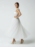 Sex Short White Wedding Dresses With Tulle Tea - Length - KissProm