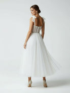 Sex Short White Wedding Dresses With Tulle Tea - Length - KissProm