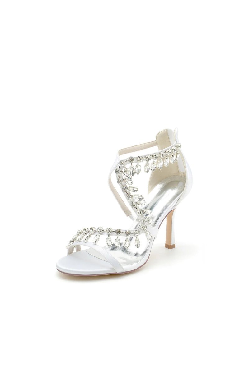 Sexy Crystal Beaded Thin Strap High Heels - KissProm