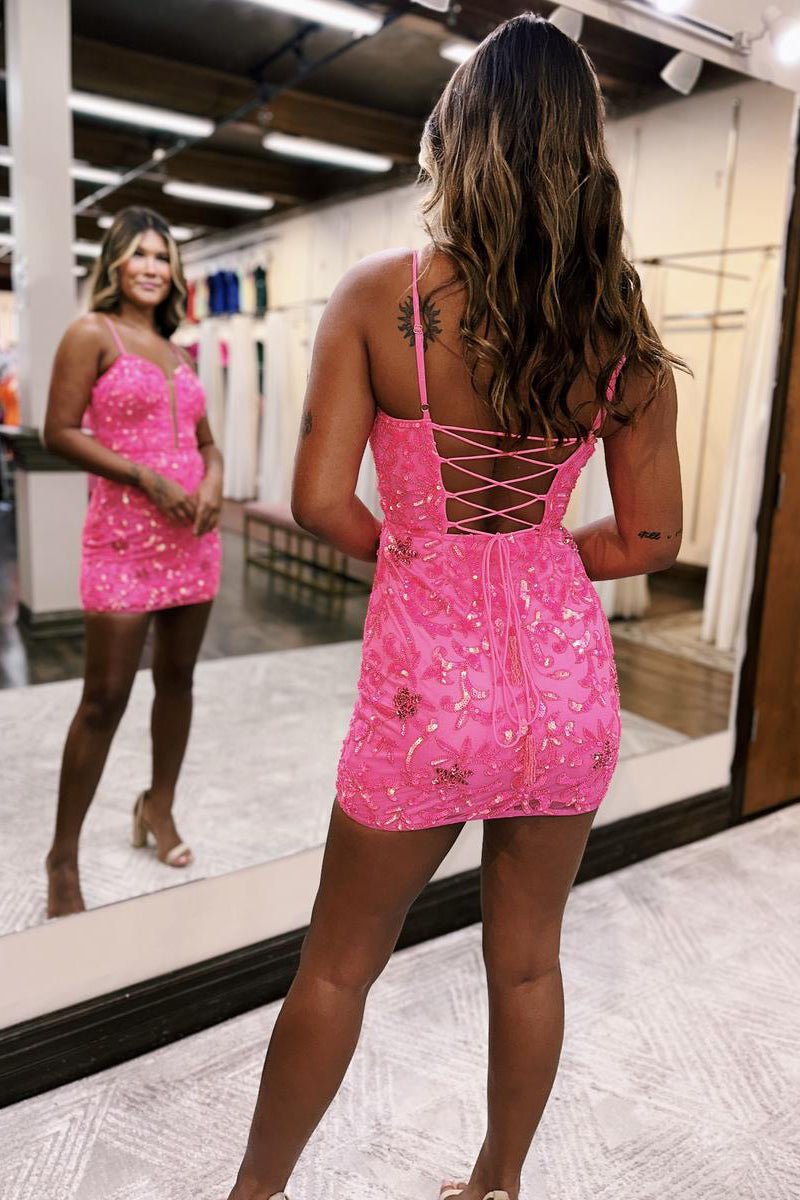 slim fit dress slacks Short Pink Print A-Line Homecoming Dress with Ruffles Pink / 8