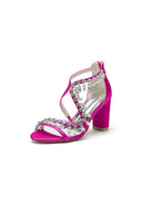 Sexy Open Toe Thin Strap Chunky Heels With Rhinestone - KissProm