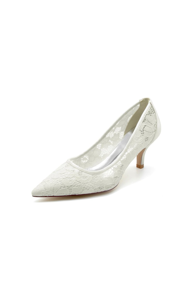 Sexy Pointed Toe High Heels with Lace Mesh Hollow Out - KissProm