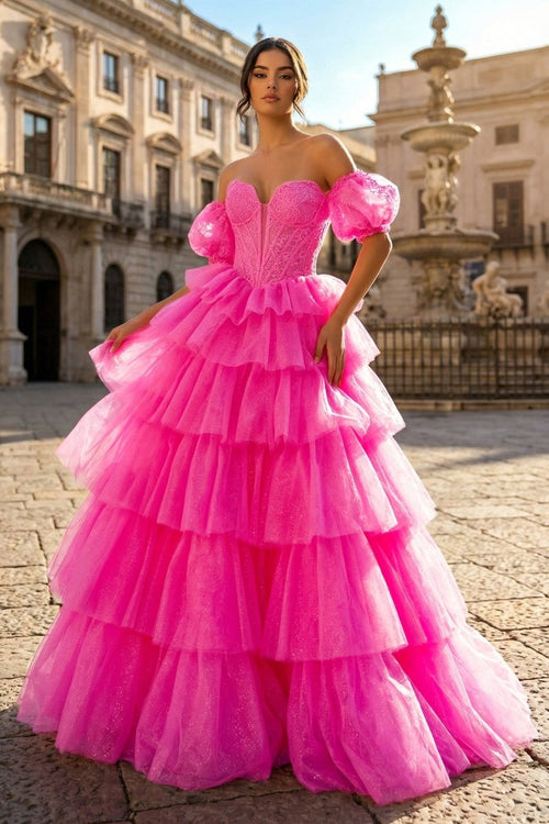 Sexy Sweetheart Black A - Line Lace Layered Dress with Slit - KissProm