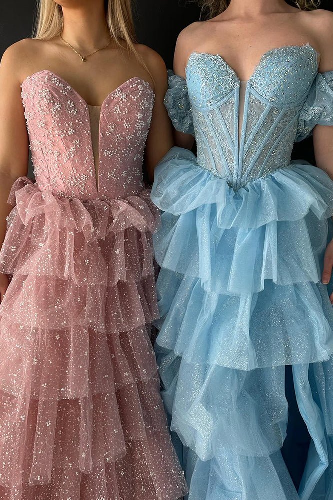 knee length dresses for ladies Spaghetti Straps Ruched Chiffon A-Line Tiered Dresses – DUNTERY main image 0