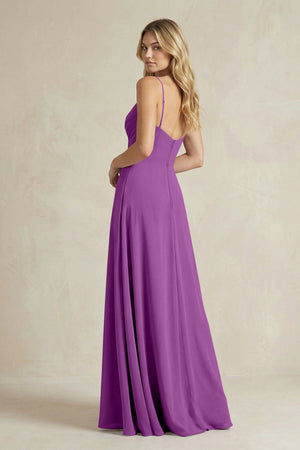 Sheath Cami Strap Ruched Chiffon Bridesmaid Dress in Amethyst - KissProm Bridesmaid Dresses
