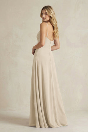 Sheath Cami Strap Ruched Chiffon Bridesmaid Dress in Champagne - KissProm Bridesmaid Dresses