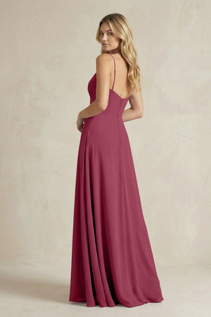 Sheath Cami Strap Ruched Chiffon Bridesmaid Dress in Desert Rose - KissProm Bridesmaid Dresses