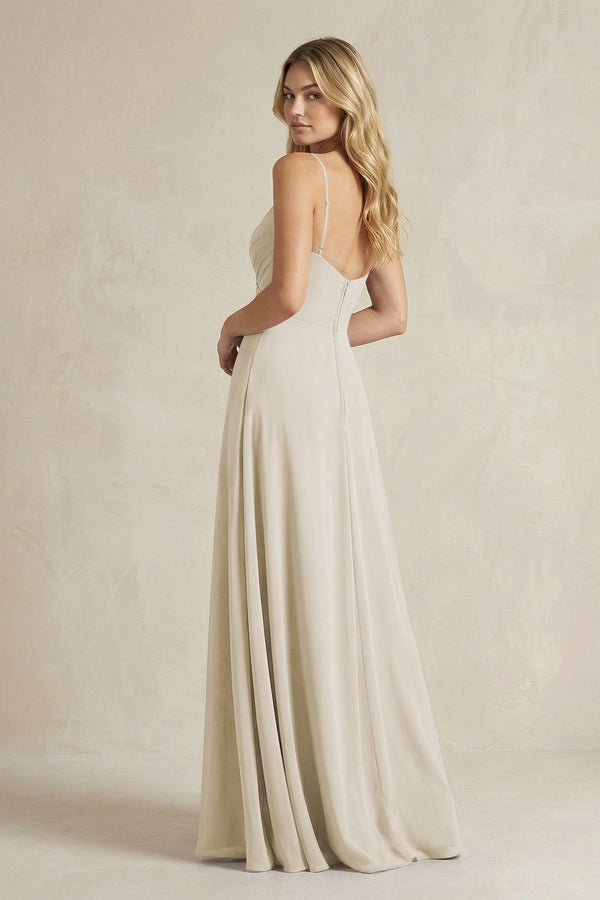 Sheath Cami Strap Ruched Chiffon Bridesmaid Dress in Dove Gray - KissProm Bridesmaid Dresses