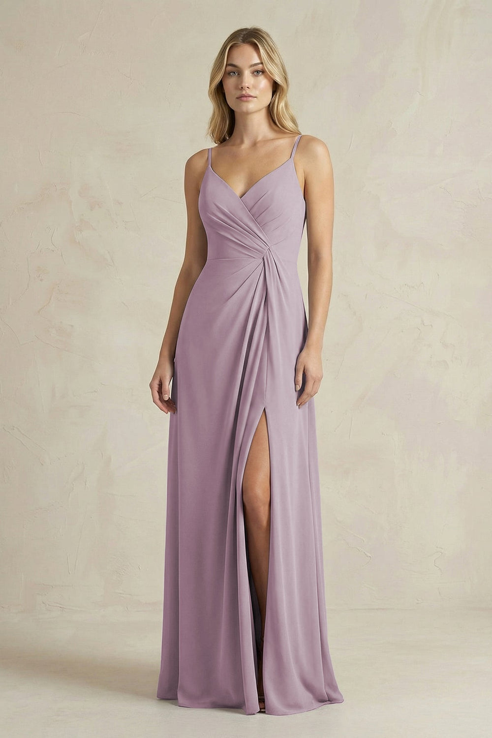 Sheath Cami Strap Ruched Chiffon Bridesmaid Dress in Dusk - KissProm Bridesmaid Dresses