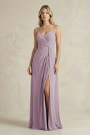 Sheath Cami Strap Ruched Chiffon Bridesmaid Dress in Dusk - KissProm Bridesmaid Dresses