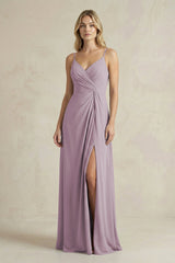 Sheath Cami Strap Ruched Chiffon Bridesmaid Dress in Dusk - KissProm Bridesmaid Dresses