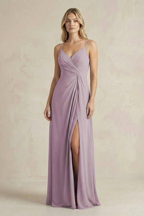 Sheath Cami Strap Ruched Chiffon Bridesmaid Dress in Dusk - KissProm Bridesmaid Dresses