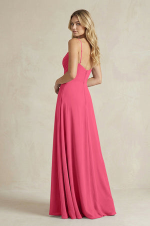 Sheath Cami Strap Ruched Chiffon Bridesmaid Dress in Fuchsia - KissProm Bridesmaid Dresses