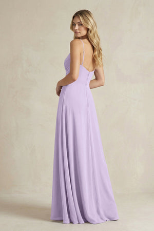 Sheath Cami Strap Ruched Chiffon Bridesmaid Dress in Lavender - KissProm Bridesmaid Dresses