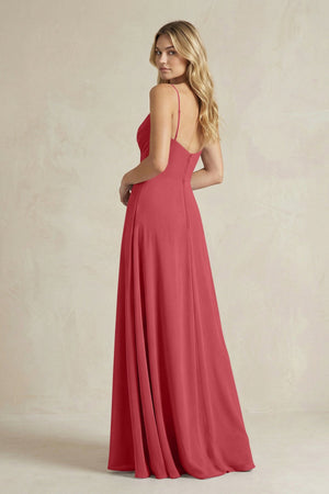 Sheath Cami Strap Ruched Chiffon Bridesmaid Dress in Merlot - KissProm Bridesmaid Dresses