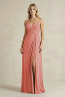 Sheath Cami Strap Ruched Chiffon Bridesmaid Dress in Mulberry - KissProm Bridesmaid Dresses