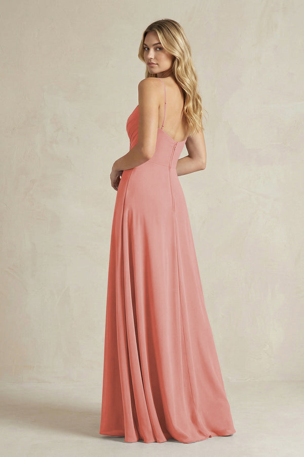 Sheath Cami Strap Ruched Chiffon Bridesmaid Dress in Mulberry - KissProm Bridesmaid Dresses