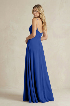 Sheath Cami Strap Ruched Chiffon Bridesmaid Dress in Royal Blue - KissProm Bridesmaid Dresses