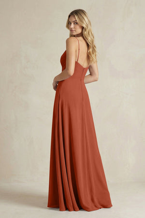 Sheath Cami Strap Ruched Chiffon Bridesmaid Dress in Spice - KissProm Bridesmaid Dresses