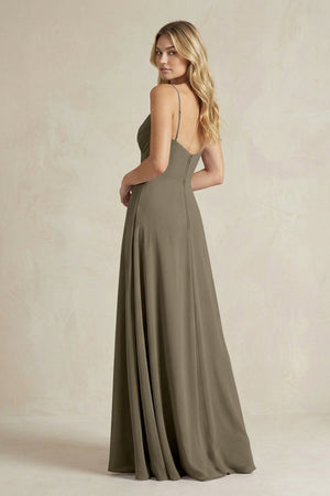 Sheath Cami Strap Ruched Chiffon Bridesmaid Dress in Willow Green - KissProm Bridesmaid Dresses
