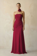 Sheath Chiffon Strapless Pleated Bridesmaid Dress in Berry - KissProm Bridesmaid Dresses