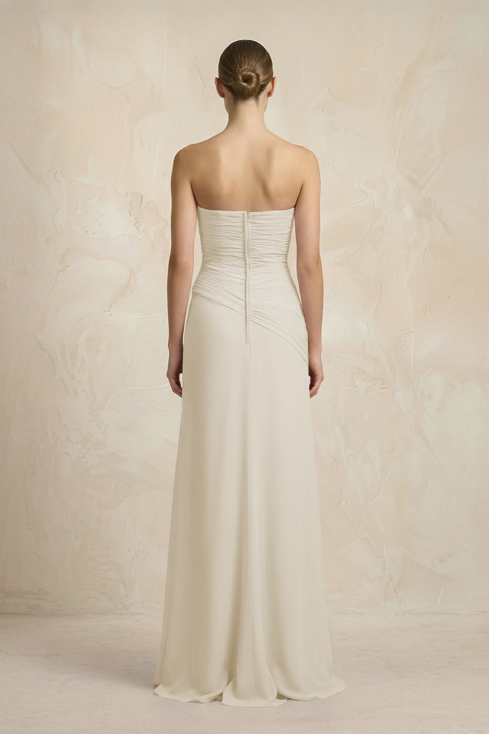 Sheath Chiffon Strapless Pleated Bridesmaid Dress in Dove Gray - KissProm Bridesmaid Dresses