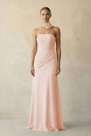 Sheath Chiffon Strapless Pleated Bridesmaid Dress in Pale Blush - KissProm Bridesmaid Dresses