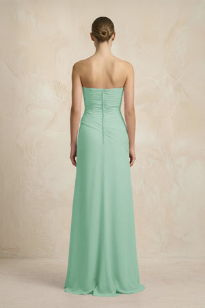 Sheath Chiffon Strapless Pleated Bridesmaid Dress in Pale Pistachio - KissProm Bridesmaid Dresses