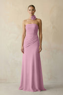 Sheath Chiffon Strapless Pleated Bridesmaid Dress in Vintage Mauve - KissProm Bridesmaid Dresses