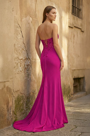Sheath Sweetheart Long Satin Prom Dress with Slit