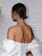 Sheath Glitter Short Off - the - Shoulder Wedding Dress With Lace - Up Back - KissProm